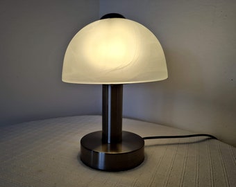 Vintage mushroom lamp white glass and  metal table lamp
