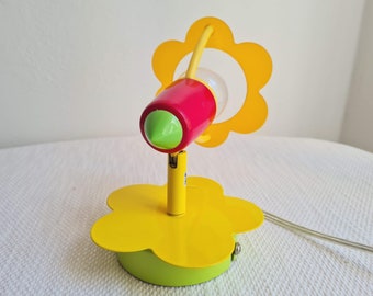 Vintage Y2K wall lamp flower. Metal/plastic  multi-colored lamp for nursery