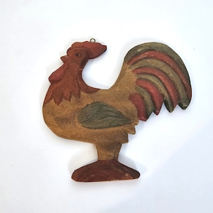 Vintage German Wooden Hand carved and painted  figurine rooster