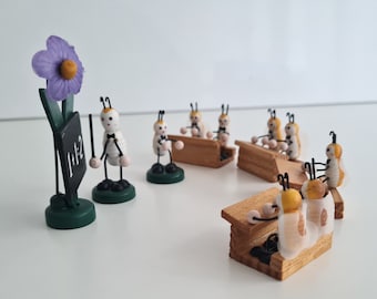 Vintage German Erzgebirge school of beetles  Wooden Miniatures 1980s