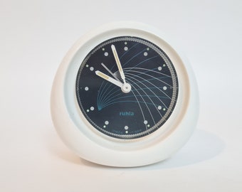Vintage Mid Century moderno reloj despertador mecánico Ruhla 80s