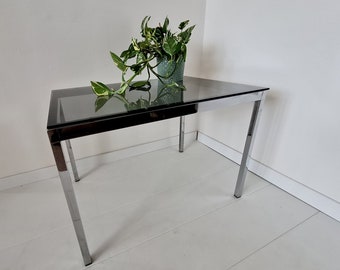 Vintage Mid Century Modern Chrome and smoked glass Table