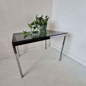 Vintage Mid Century Modern Chrome and smoked glass Table