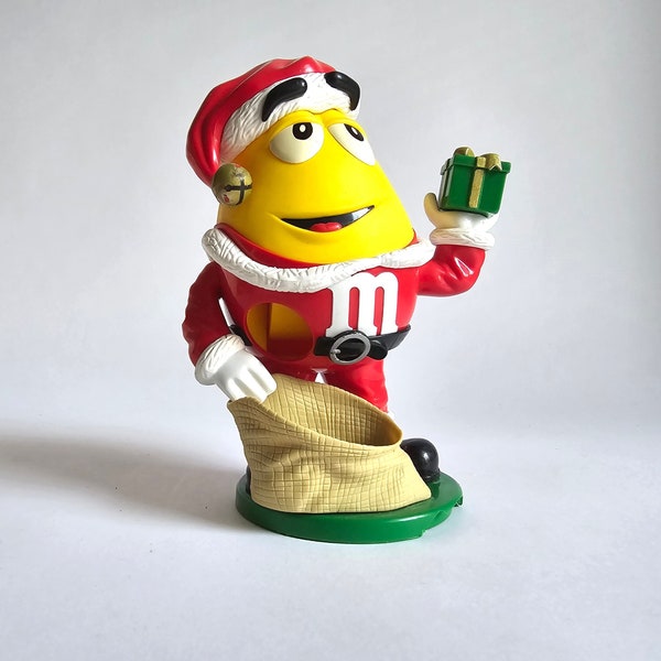 Vintage collectible Christmas Yellow M&Ms Candy Dispenser