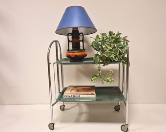 Vintage trolley in Chrome with green Trays. Made in Germany 70s