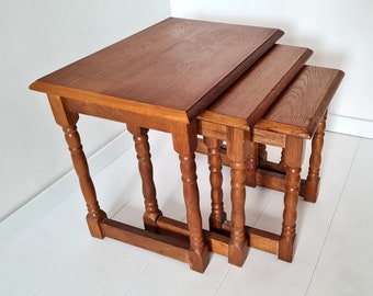 Vintage Mid Century Modern Nesting Table Set of 3 Wooden Tables