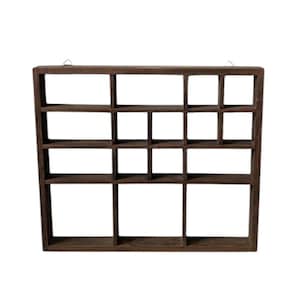 Vintage Wooden Wall Display Shelf with Multiple Compartments | Collector’s Shelf for Miniatures