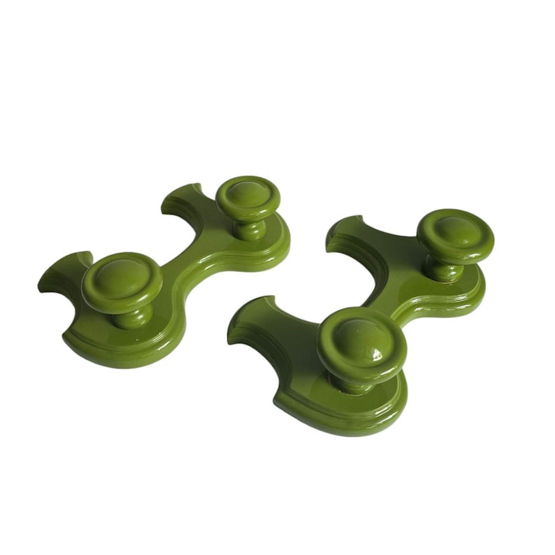 Vintage Wooden Wall Hanger 2 Hooks Italian Wooden Handpainted Coat