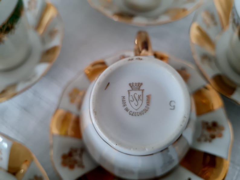Vintage Coffee Czech Porcelain Set 6 Cups and 6 Saucers Made in ...