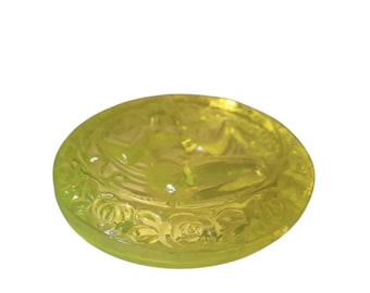 Vintage Czech Uranium Glass Jewelry Trinket Box