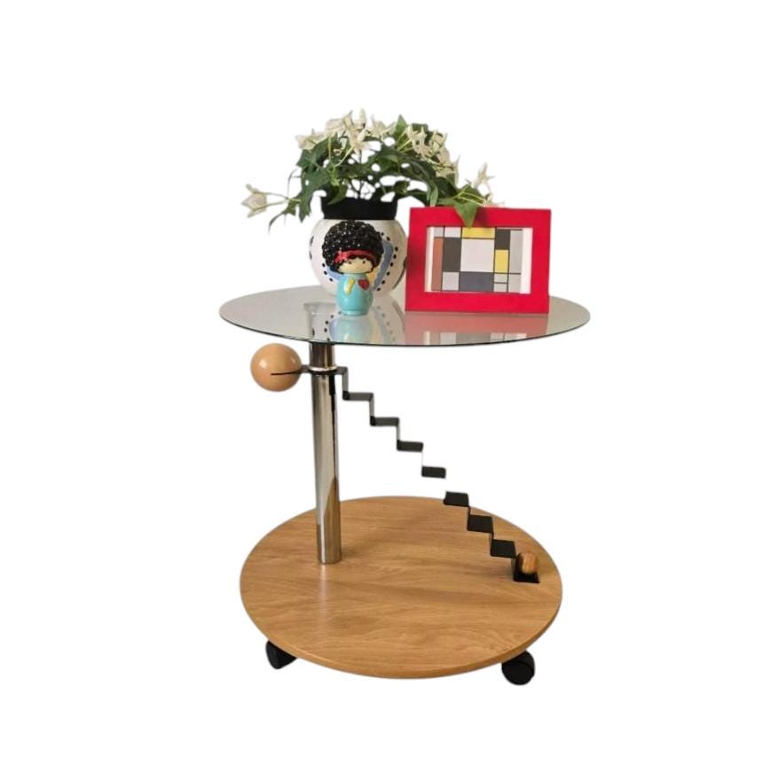 Vintage Post modern  Memphis Milano style table on wheels