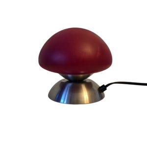 Vintage mushroom lamp with a matte red lampshade