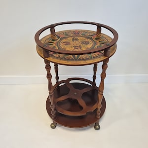 Vintage trolley bar table with two floors One floor rotates