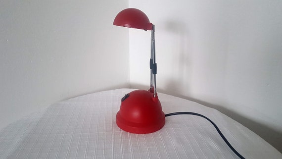 Vintage Memphis Milano Style red table lamp 1990s