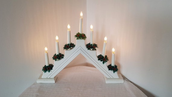 Vintage tedesco in legno Christmas Candle Bridge con candele