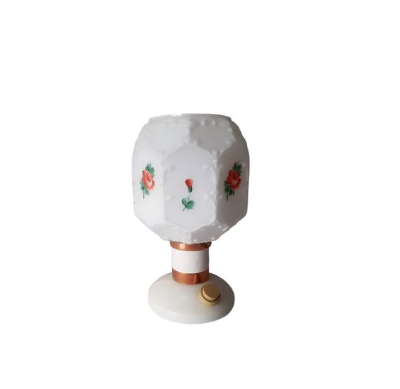 Vintage table Lamp By DRUKOV Brno hand-painted lamp made in Czechoslovakia 70s