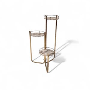 Vintage Mid Century Modern Messing und Rauchglas Tisch/Blumenhalter