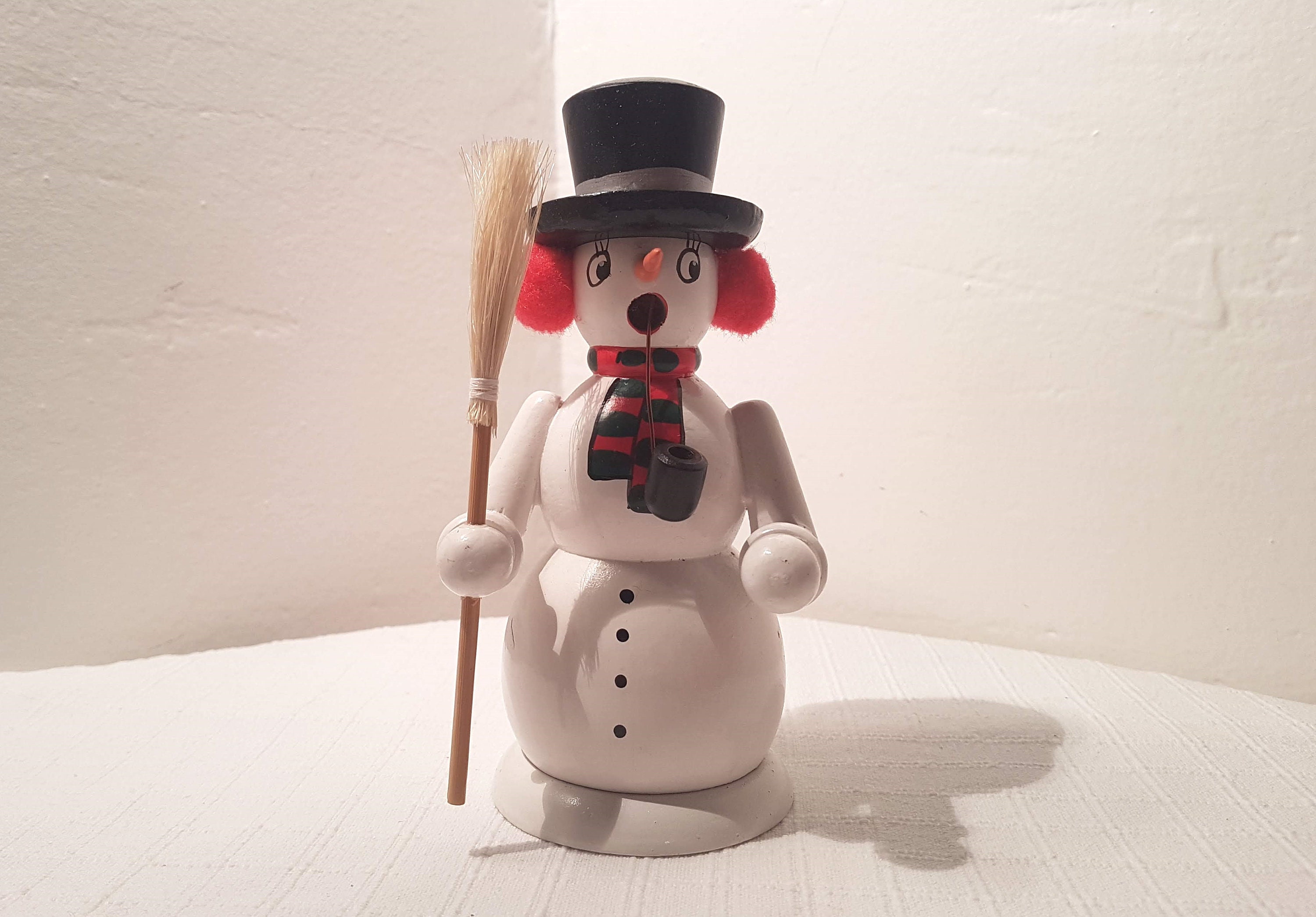 Viejo Dregeno Schneemann Fumador Incienso fumador hombre Quemador de incienso alemán, Diseño hecho a mano