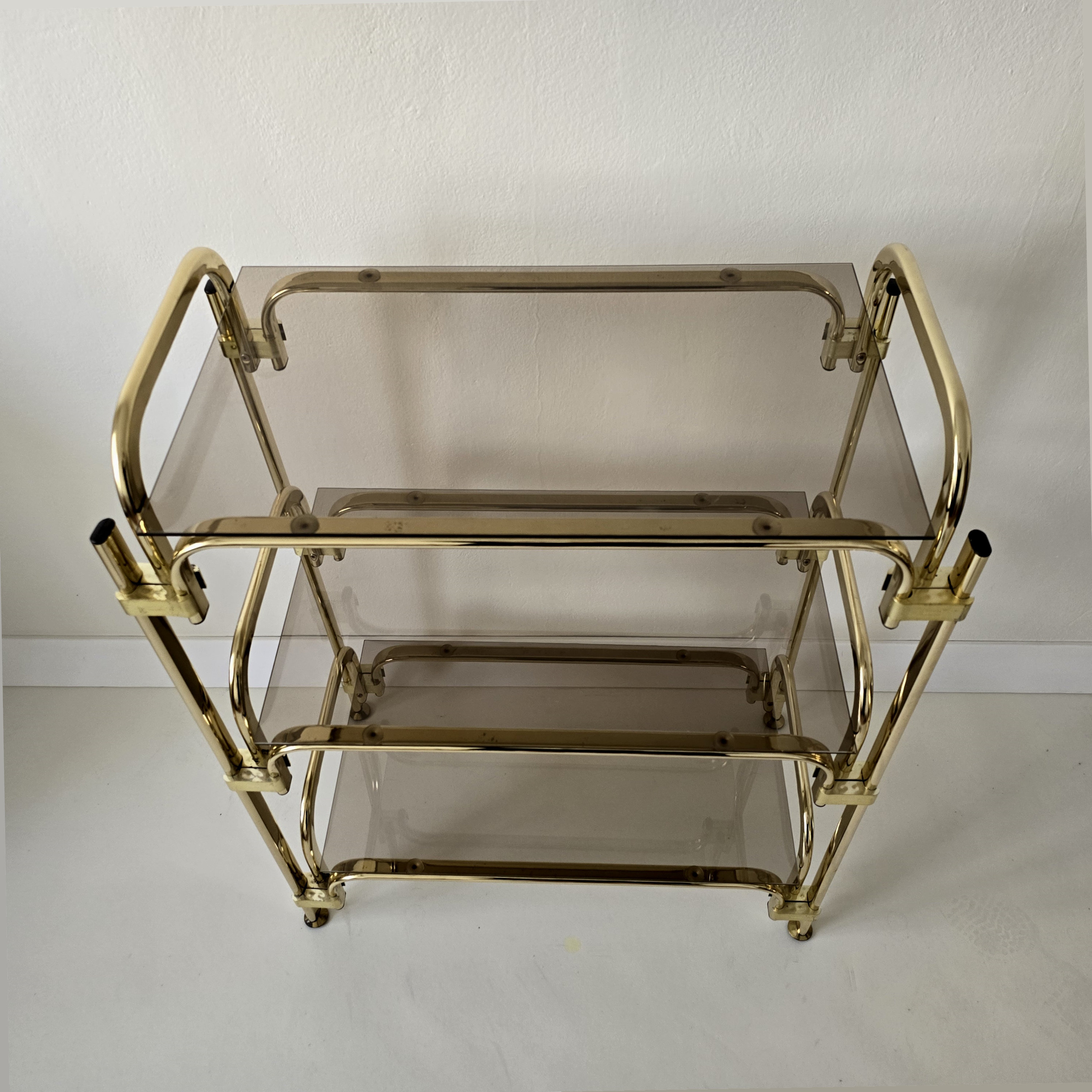 Vintage Hollywood Regency Shelving Rack With Smoky Glass 80s - Etsy UK