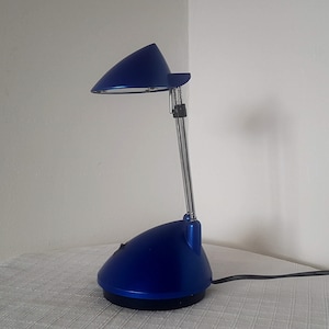 Vintage Memphis Milano Style blue table lamp 1990s