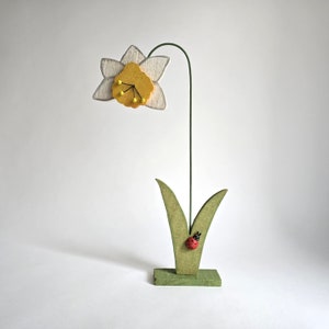Vintage Flower Narcissus German Easter Wooden hand painted decoration