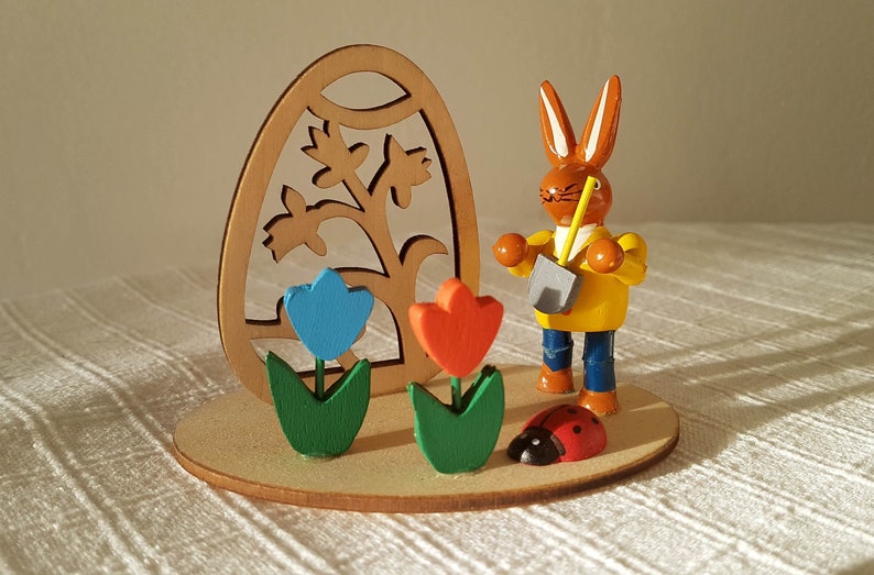 German Wooden Easter Bunny Figures from the Erzgebirge