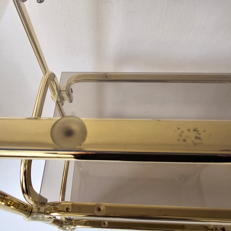 Vintage Hollywood Regency Shelving Rack With Smoky Glass 80s - Etsy