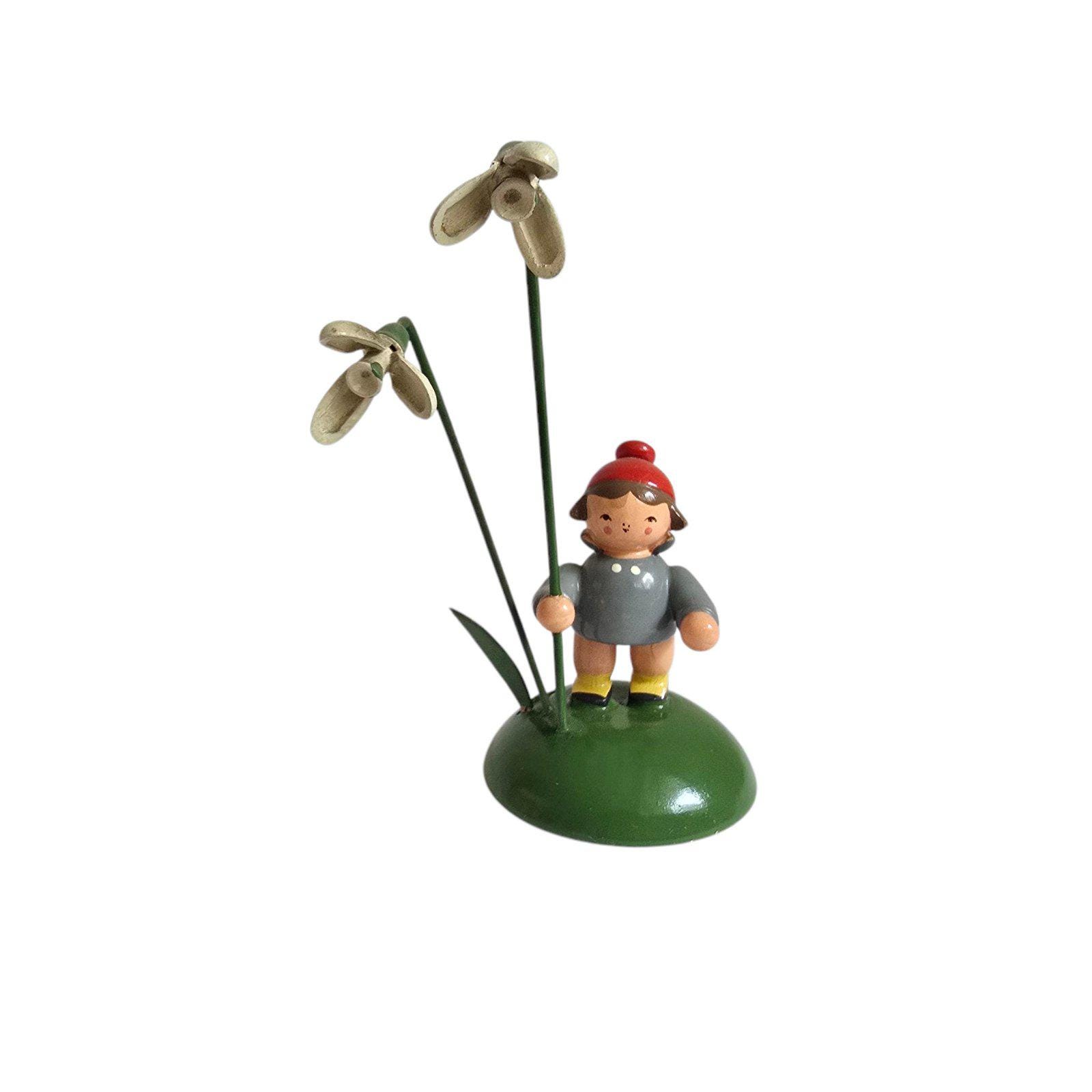 Vintage Retro German Erzgebirge Wooden Hand Painted Flower Child