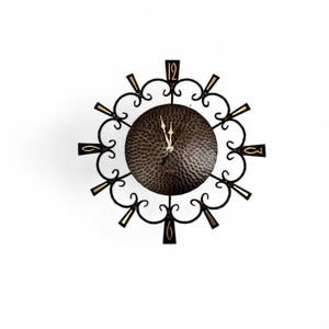 Vintage Mid Century wall retro metal clock Germany Modern Atomic Space Age mcm 70s