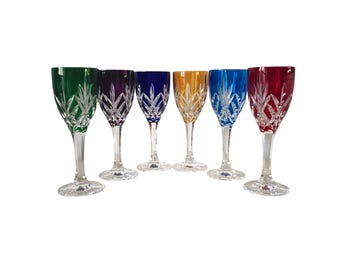 Copas de licor de cristal tallado vintage – Juego de 6 multicolor (13 cm)