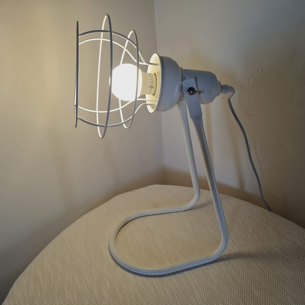 vintage Style industriel lampe de table en métal blanc