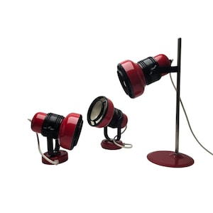 Vintage Red Desk Lamp Mid Century Industrial Retro metallic lamp 70s
