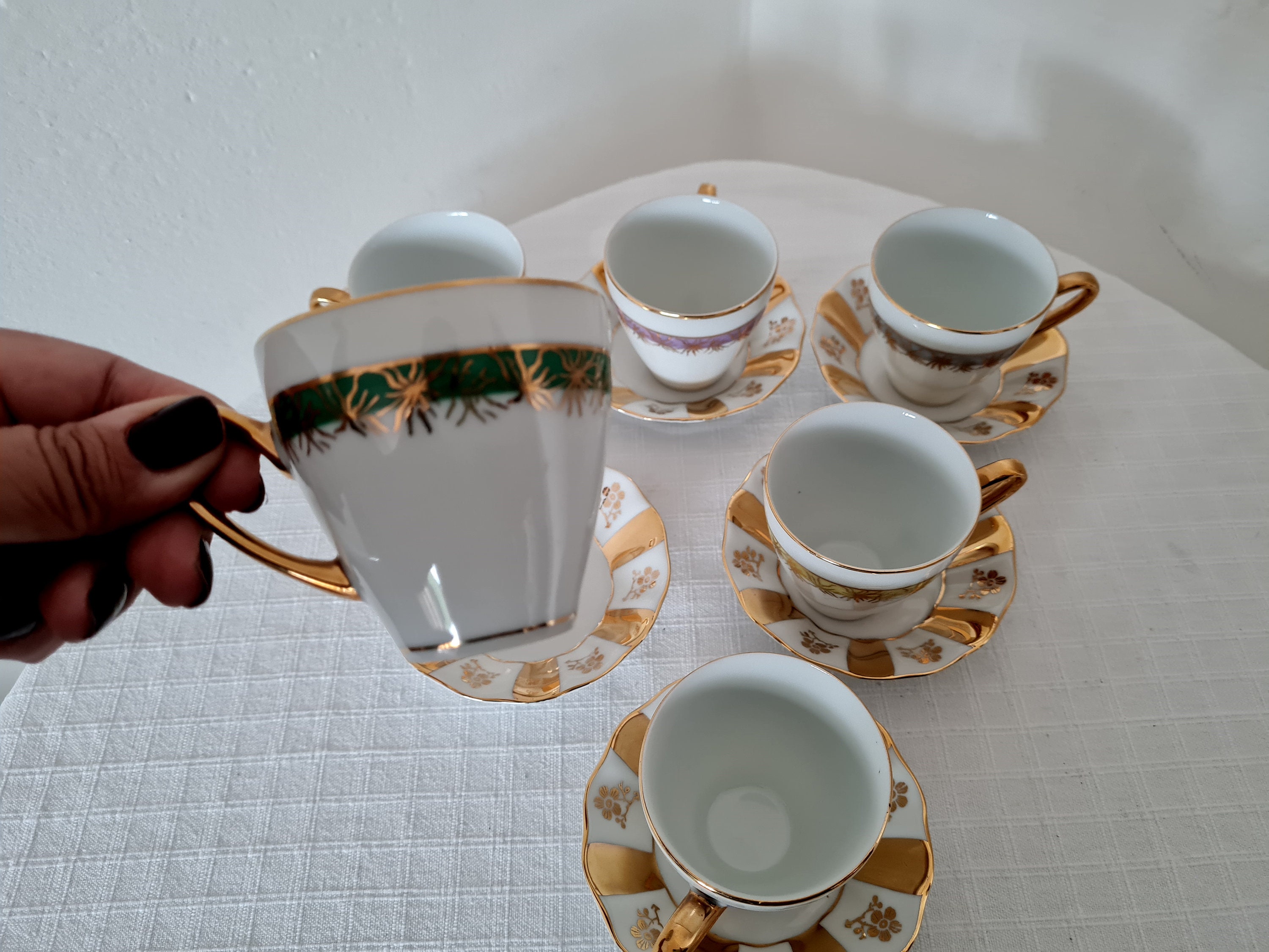 Vintage Coffee Czech Porcelain Set 6 Cups and 6 Saucers Made in ...