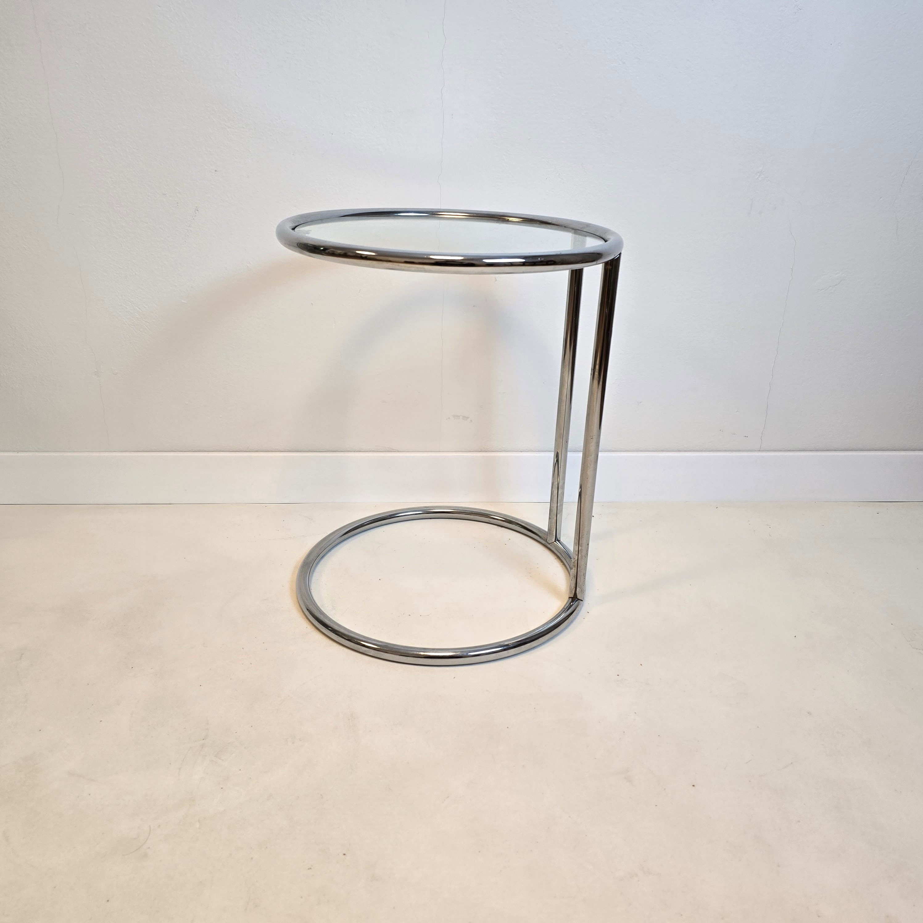 ヴィンテージ ミッドセンチュリー モダン クロームとガラスのサイド