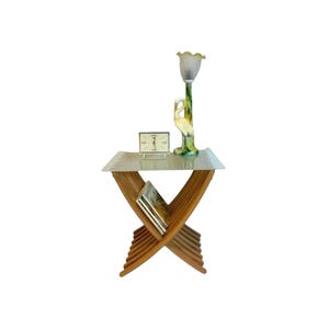 Vintage Ikea EKEBERG side table beech and glass folding side