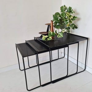 Vintage Post modern  nesting perforated tables Set of 3