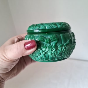 Bohemian Art Deco Glass Jewelry Box, Czech Schlevogt Ingrid Dose image 9
