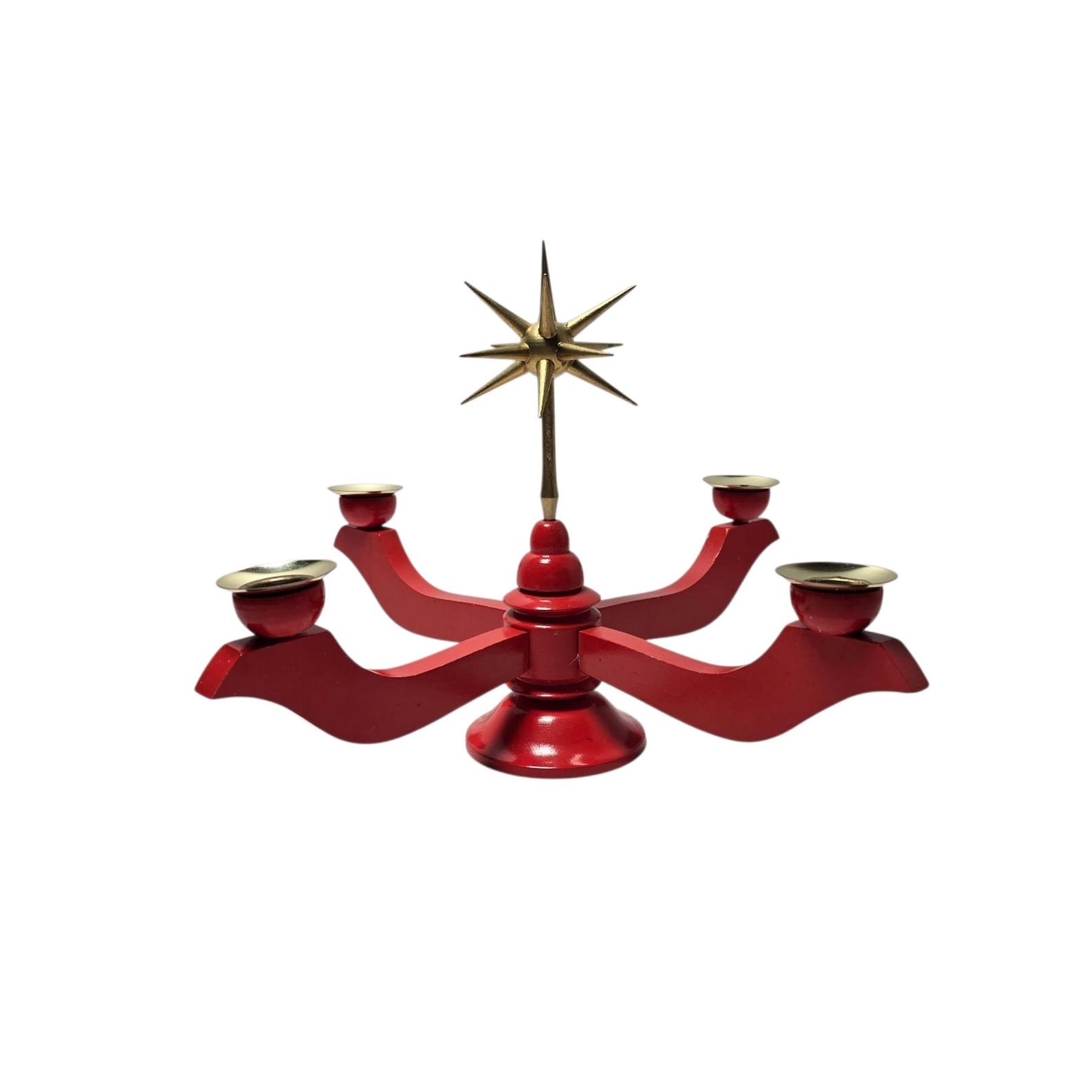 Vintage Erzgebirge Advent candlestick with Christmas star and 4 candles Handmade Design