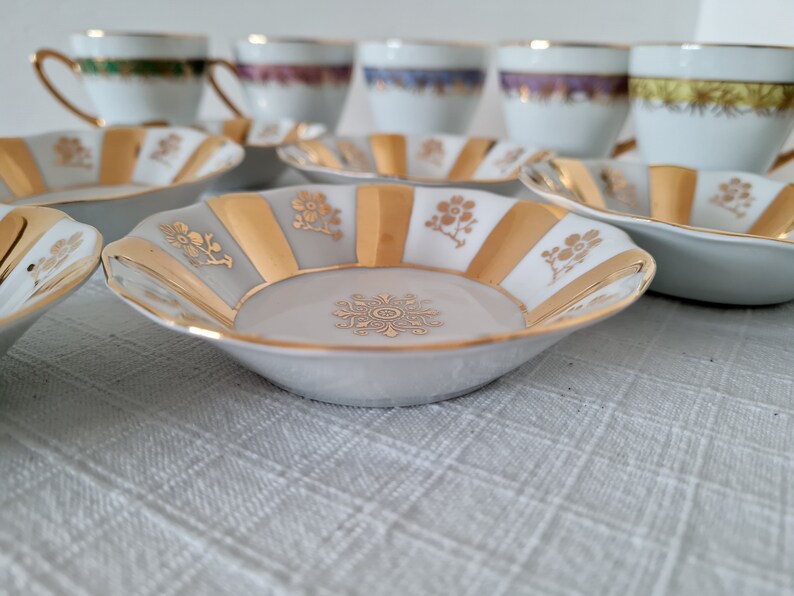 Vintage Coffee Czech Porcelain Set 6 Cups and 6 Saucers Made in ...