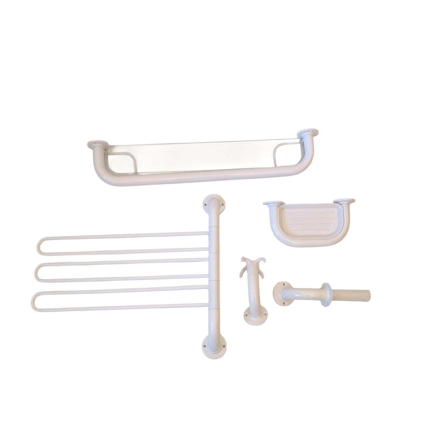 Ein Toilettenpapierhalter aus schwarzem Metall von einem Designer.