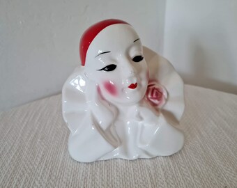 Vintage Porcelain Pierrot Figurine, Collectible Mime Decor