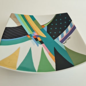 Vintage Memphis Milano Style plate  80s Rosenthal  Artist Signed plate with Fabulous Abstract Colourful Painting