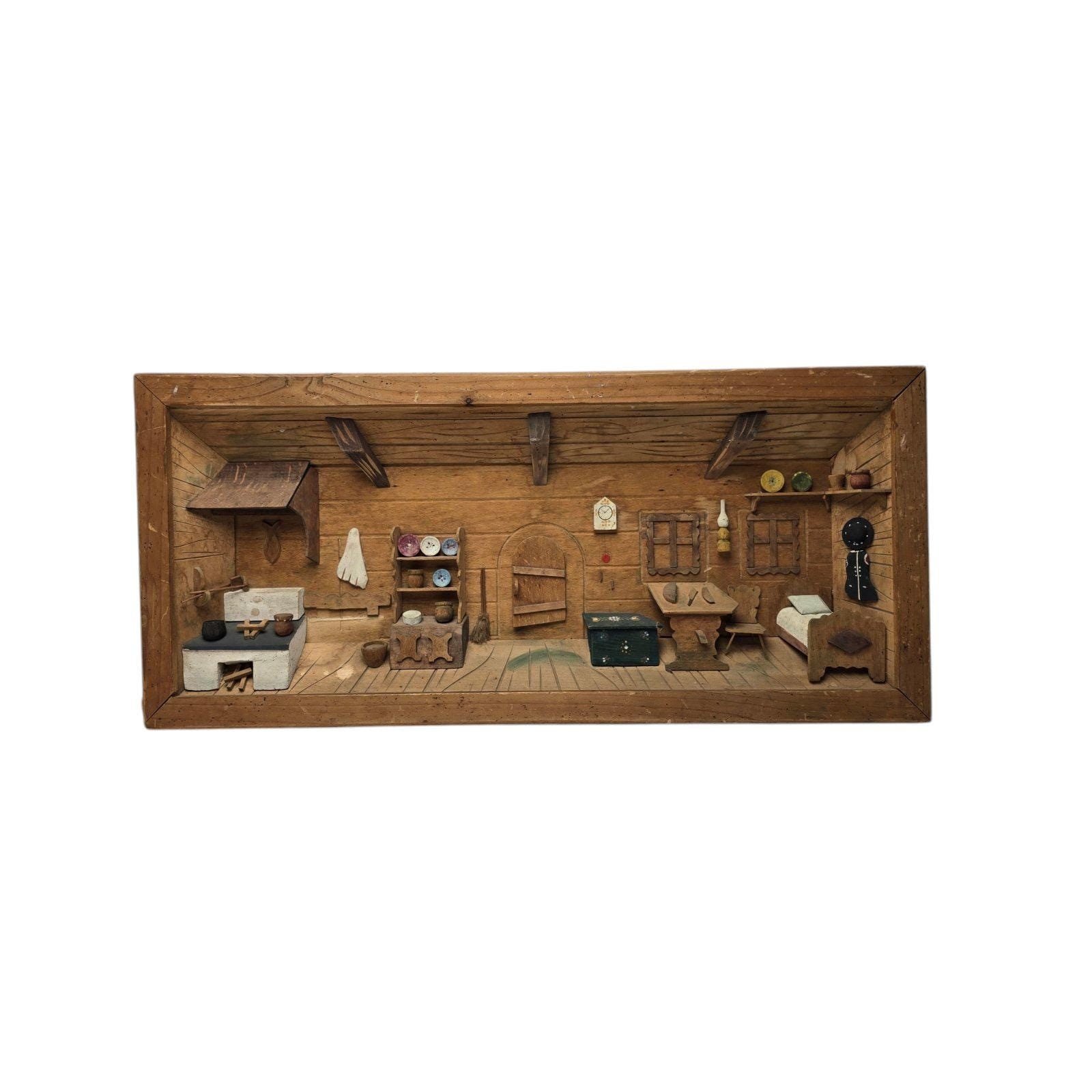 Vintage German Erzgebirge Wood Shadowbox, 3D Diorama Wall Art - Etsy