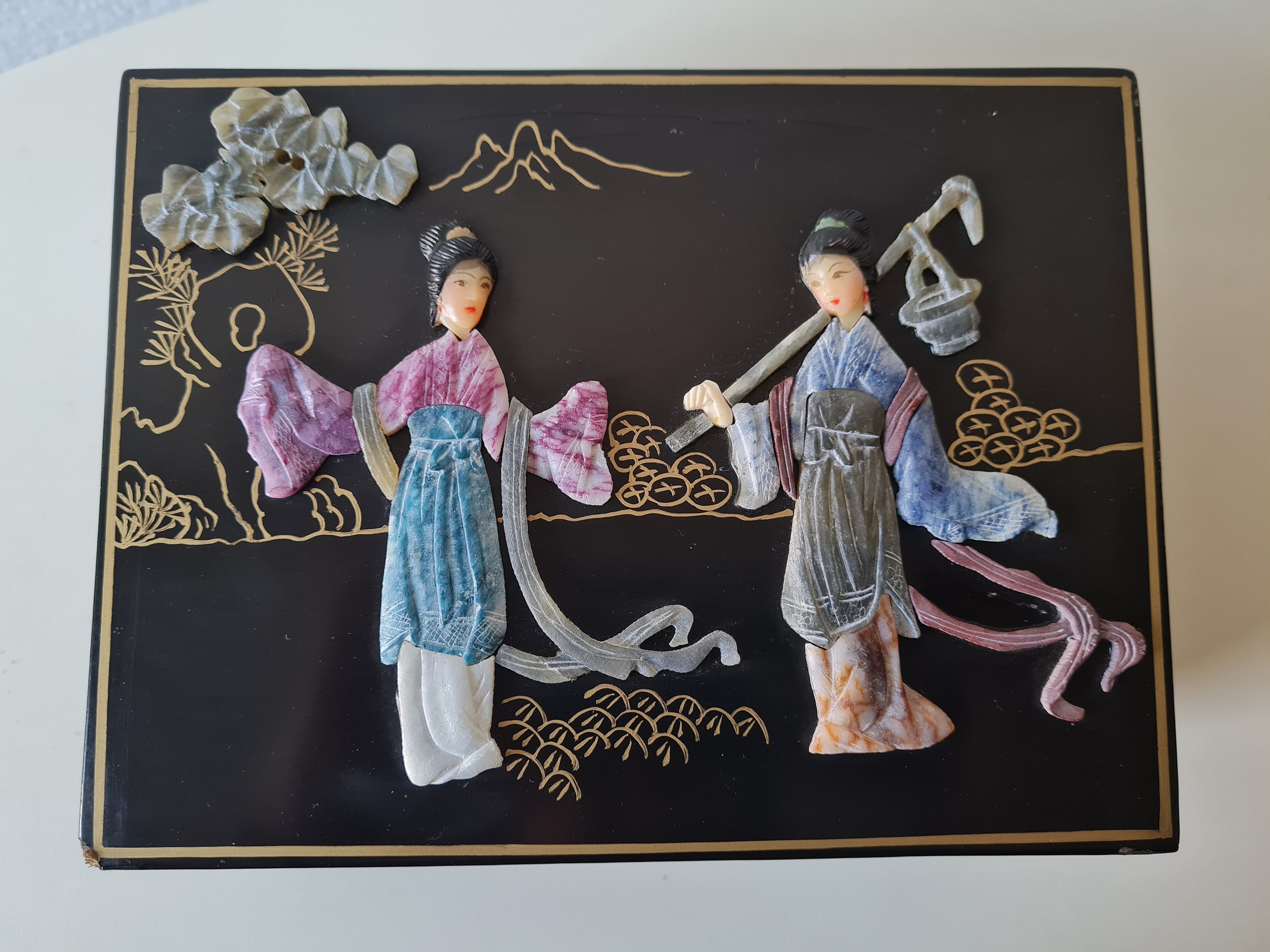 ヴィンテージ中国装飾彫刻翡翠未使用オリジナルパッケージ - Etsy 日本