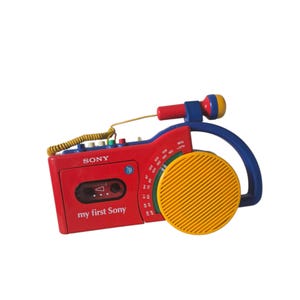 Mon premier lecteur de cassettes Sony CFM-2300 de style Memphis Milano avec microphone Radio AM/FM