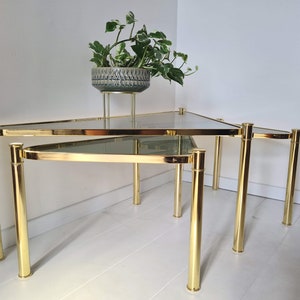Vintage Mid Century Modern Chrome and glass nesting table set of 3