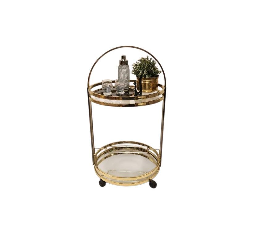 Vintage Amazing Mid Century brass trolley table with glass in excellent condition.