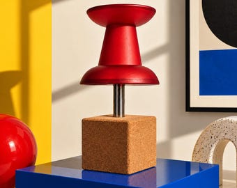 Delightful vintage Pop Art Lamp Pushpin. Plastic/Cork. Justin Cheung for Visual Gramn.