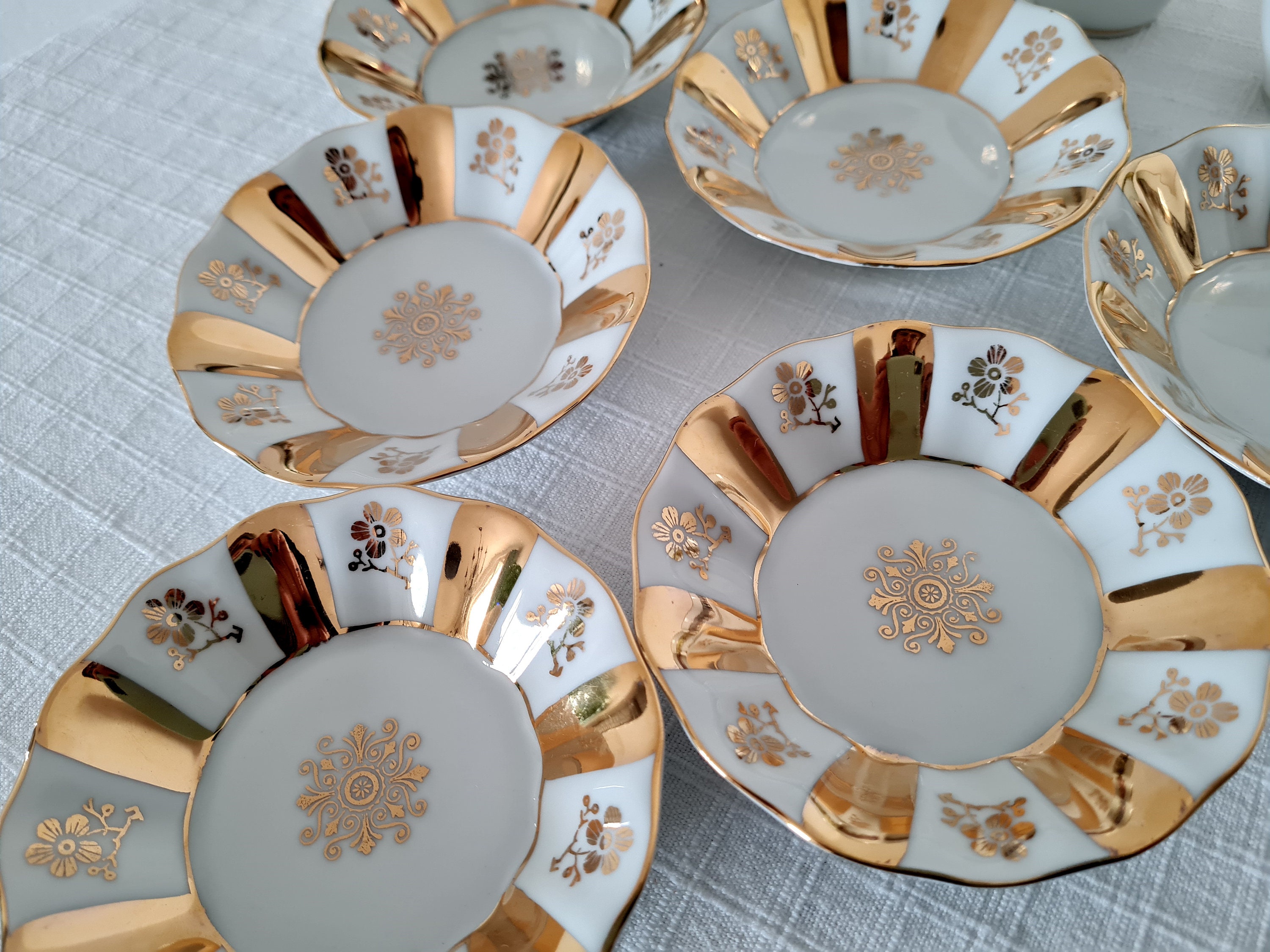 Vintage Coffee Czech Porcelain Set 6 Cups and 6 Saucers Made in ...
