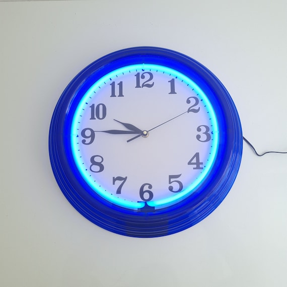 Vintage Pop Art Wall Clock With Neon - Etsy